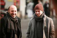 Director Cedric Klapisch and Romain Duris on the set of "Paris."