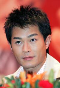 Louis Koo at the press conference to promote sock products of the Zhenhan Socks Industry Co., Ltd.