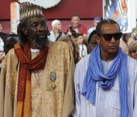 Sotigui Kouyate and Abderrahmane Sissako at the screening of "A L'Origine" during the 62nd Cannes Film Festival.
