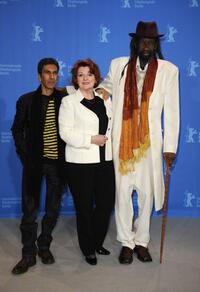 Rachid Bouchareb, Brenda Blethyn and Sotigui Kouyate at the photocall of "London River" during the 59th Berlin Film Festival.