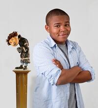 Robert Bailey Jr. on the set of "Coraline."
