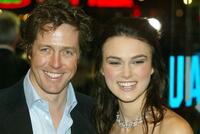 Hugh Grant and Keira Knightley at the UK charity premiere of "Love Actually."