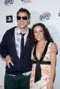 Johnny Knoxville and Alyssa Milano at the Playboy Super Bowl Party 2007.