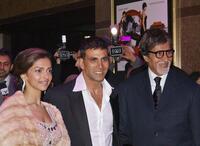 Deepika Padukone, Akshay Kumar and Amitabh Bachchan at the European premiere of "Chandni Chowk To China."