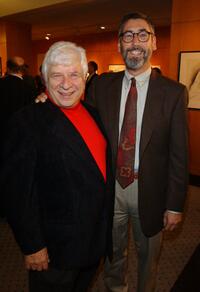 Elmer Bernstein and John Landis at the tribute in honor of Bernstein's 50th anniversary of work in music composition.