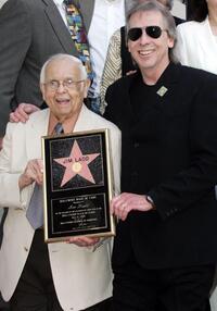 Johnny Grant and Jim Ladd at the Hollywood Walk of Fame.