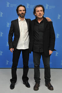 Arben Bajraktaraj and Jean Marie Galey at the photocall of "The Woman Who Brushed Off Her Tears" during day three of the 62nd Berlin International Film Festival.