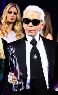 Karl Lagerfeld at the ELLE Fashion Star award ceremony during the Mercedes Benz Fashion week Spring/Summer 2009.