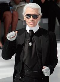 Karl Lagerfeld at the end Chanel Fall-Winter 2009 Haute Couture collection show.
