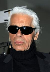 Karl Lagerfeld at the Fendi fashion show during the Milan ready-to-wear womenswear collections Autumn/Winter 2007.