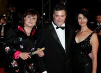 Hanna Laslo, Director Amos Gitai and Hiam Abbass at the screening of "Free Zone."