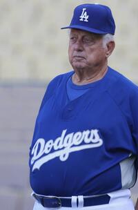 Tommy Lasorda at the Dodger Stadium in Los Angeles.