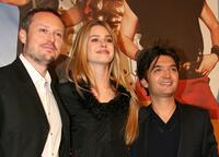 Director Frederic Forestier, Vanessa Hessler and Thomas Langmann at the premiere of "Asterix at the Olympic Games."