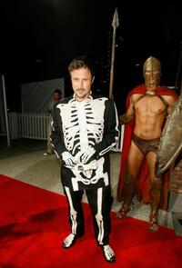 David Arquette poses for photographers at the DVD release party for the '300' held at Petco Park Stadium.