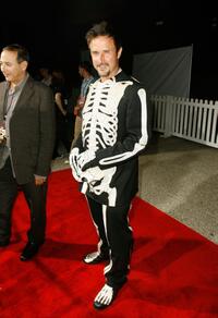 David Arquette poses for photographers at the DVD release party for the '300' held at Petco Park Stadium.