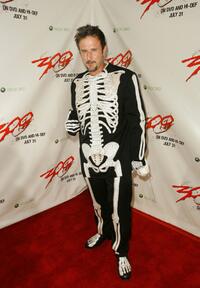 David Arquette poses for photographers at the DVD release party for the '300' held at Petco Park Stadium.