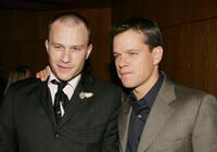 Heath Ledger and Matt Damon at the premiere of "The Brothers Grimm."