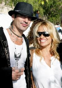 Tommy Lee and Pamela Anderson at the annual party to thank movie, television and music star friends and his co-workers for their charitable work.