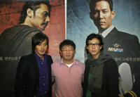 Jang Don-Kun, Director Kwak Kyung-Tack and Lee Jung-Jae at the press conference of "Typhoon" in South Korea.