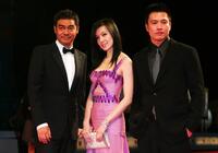 Ching Wan Lau, Kelly Lin and Director Johnnie at the premiere of "Shentan (Mad Detective)" during the 64th Venice Film Festival.