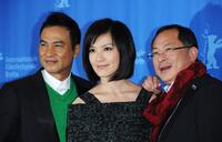 Simon Yam, Kelly Lin and Director Johnnie at the photocall of "Sparrow" during the 58th Berlinale Film Festival.
