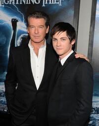 Pierce Brosnan and Logan Lerman at the premiere of "Percy Jackson & The Olympians: The Lightning Thief."