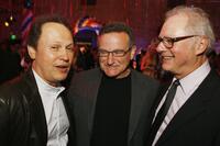 Barry Levinson, Billy Crystal and Robin Williams at the Hollywood Roosevelt Hotel for the afterparty at the premiere of Universals "Man of the Year".