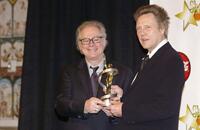 Barry Levinson and Christopher Walken at Paris Hotel for the 2003 ShoWest Awards Ceremony.