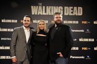 Andrew Lincoln, Laurie Holden and writer Robert Kirkman  at the premiere of "The Walking Dead." 