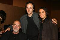 Chuck Close, Milo Addica and Gael Garcia Bernal at the after party of the premiere of "The King."