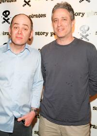 Todd Barry and John Stewart at the Story Pirates "After School Special" fundraiser.