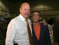 Rex Linn and Jonathan Togo at the CSI Miami 100th Episode Cake Cutting Party.