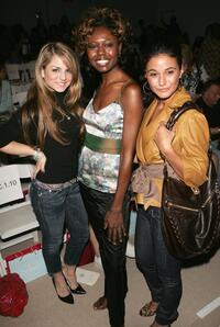 Joanna 'Jojo' Levesque, Shamika Cotton and Emmanuelle Chriqui at the Tracy Reese Spring 2007 fashion show during the Olympus Fashion Week.