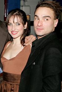 Zoe Lister-Jones and Johnny Galecki at the after party of the opening night of "The Little Dog Laughed."