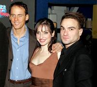 Neal Huff, Zoe Lister-Jones and Johnny Galecki at the after party of the opening night of "The Little Dog Laughed."