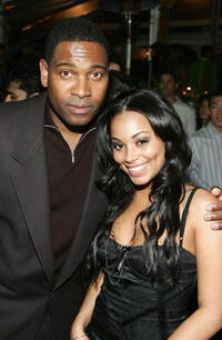 Actor Mykelti Williamson and Lauren London at the Hollywood premiere of "ATL."