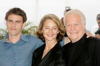Laurent Lucas, Charlotte Rampling and Andre Dussollier at the photocall of "Lemming" during the 58th International Cannes Film Festival.