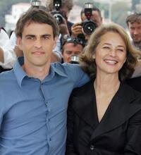 Laurent Lucas and Charlotte Rampling at the photocall of "Lemming" during the 58th International Cannes Film Festival.
