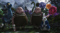 Dodo Progression 6 of 6: The final composite of all elements -- animation, layout, surfacing, lighting, matte background and computer-generated heads of the Tweedles.
