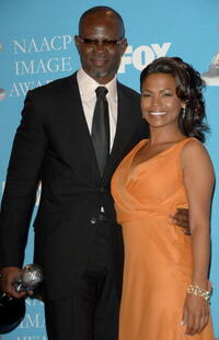 Nia Long and Djimon Hounsou at the 38th annual NAACP Image Awards.