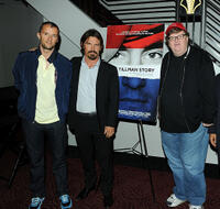 John Battsek, Josh Brolin and Michael Moore at the special screening of "The Tillman Story."