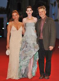 Jenny Lumet, Anne Hathaway and Jonathan Demme at the premiere of "Rachel Getting Married" during the 65th Venice Film Festival.