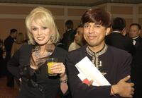 Joanna Lumley and Indian Television Dot Com's founder and CEO Anil Wanvari at the 31st International Emmy Awards Gala.