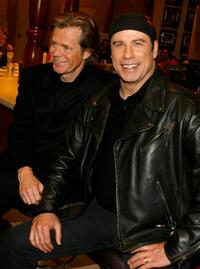 William H. Macy and John Travolta at the red carpet for the premiere of "Wild Hogs".