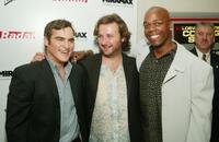 Joaquin Phoenix, director Gregor Jordan and Shiek Mahmud-Bey at the New York premiere of "Buffalo Soldiers."