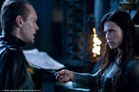 Steven Mackintosh as Tannis and Rhona Mitra as Sonja in "Underworld: Rise of the Lycans."
