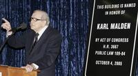 Karl Malden at the dedication of the Barrington Station Post Office.
