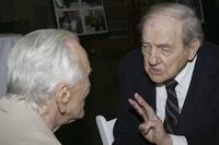 Karl Malden and Kirk Douglas at the dedication of the Barrington Station Post Office.