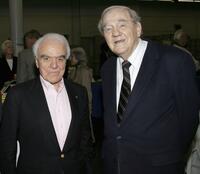 Jack Valenti and Karl Malden at the dedication of Barrington Station Post Office.