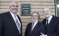 John E. Potter, Sid Ganis and Karl Malden at the dedication of Barrington Station Post Office.